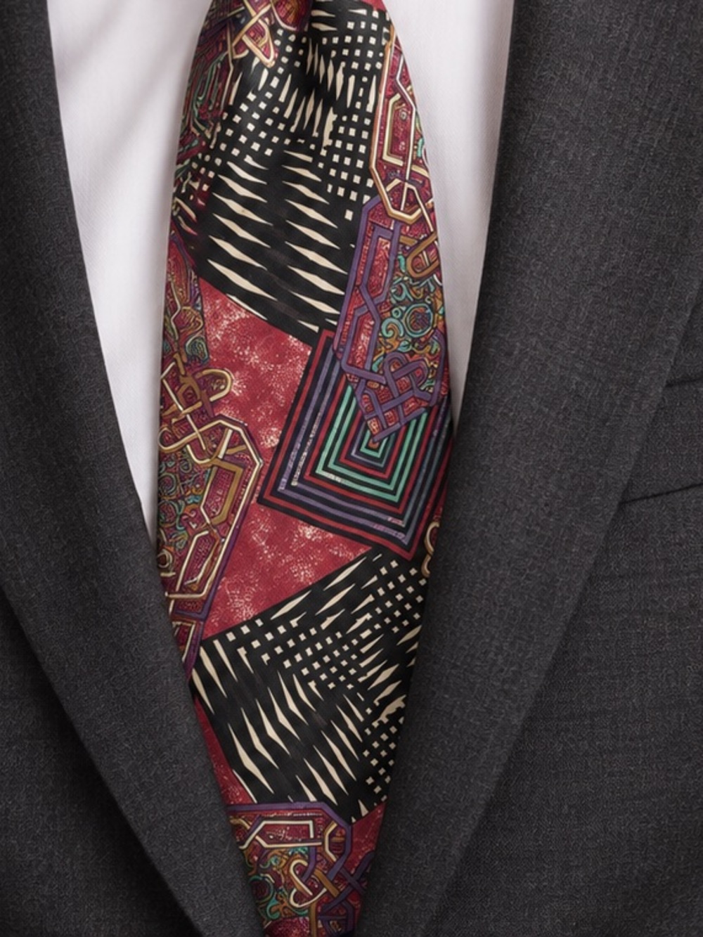 Alta Moda Cervino 100% Silk Tie Made in Italy Geometric Pink Purple Statement